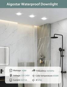 Aigostar Downlight LED Techo Empotrable 4.8W IP65 Impermeable, Ojos de Buey 6500K luz blanca fría, Downlight LED Baño Extraplano Blanco, ø87*H35mm, 6 pack - Blanco-6500k - Ver 2