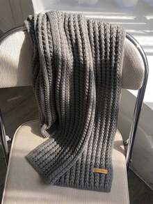 1 件男士纯色针织保暖厚围巾，多功能颈部保暖，适合冬季 - 黑色 - 查看 5