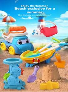 Juego de 8 piezas/16 piezas/20 piezas/30 piezas de juguetes de playa para niños: para jugar con arena, diversión en el agua, cavar en la nieve, herramientas de jardinería con cubo, moldes, palas, rastrillo, tamiz - diversión familiar para niños y niñas (el estilo/color puede variar)