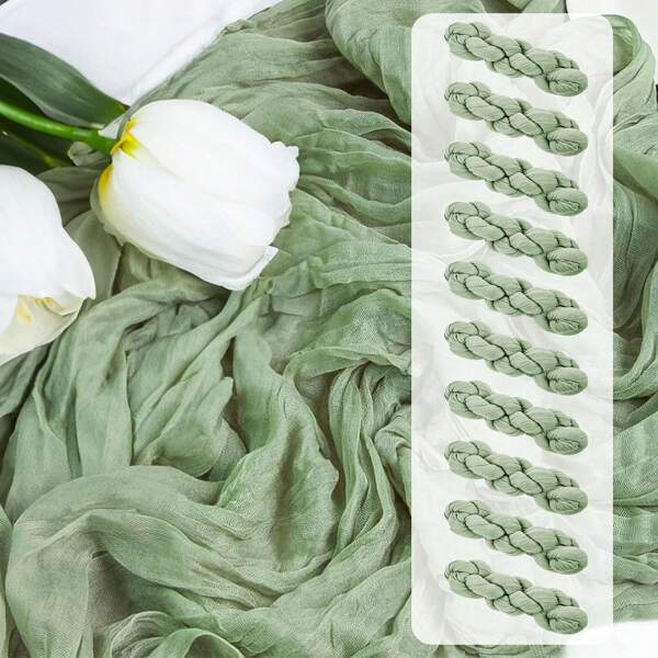1/2/4/6 Packs Sage Green Bali Bohemian Table Runner, Cheesecloth Table Runner, Sheer Rustic Table Runner, Vintage Long Table Cloth For Christmas, New Year, Wedding, Bridal Shower, Birthday Party, Holiday, Home Table Centerpiece