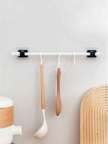 Curtain Rod Hooks, Curtain Rod Clips, Horizontal Bar Curtain Hooks, Retractable Rod Adhesive Hooks, No-Drill Adhesive Mounting Brackets