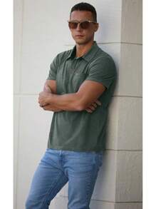 Cotton Polo Shirts Short Sleeve Casual Summer Shirts Classic Collared Golf Shirt With PocketHalloween Christmas New Year - 綠色 - 查看 3