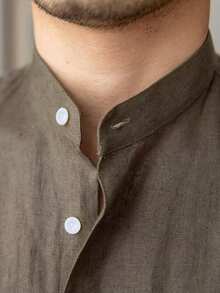 Herren einfaches, lässiges, bequemes Hemd in Unifarbe, Herbst