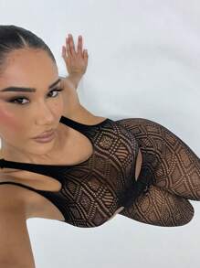 Women Sexy Lingerie Sets Naughty Bodysuit Cutout Top Long Sleeve Teddy Exotic Bodystocking Mesh