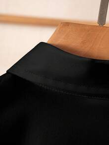 Teenagers' Classic College Style Casual Party Black Formal Short Sleeve Shirt - màu đen - Xem 5