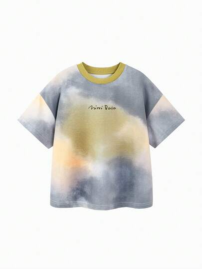 mini bala 男童Oversize短袖T恤夏季嬰兒吸溼快乾透氣兒童上衣