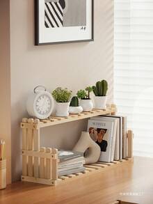 Estantería de madera de 2 niveles para exhibir flores y plantas. Carrito móvil para florería, utilizado para actividades de floristería al aire libre en tiendas y jardines. - Multicolor - Ver 2