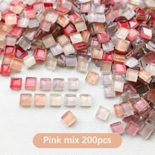 200pcs Mosaic Glass Tiles, Handmade DIY Craft Supplies For Creative Art, Painting And Jewelry Making, 8 Different Style Color Combinations