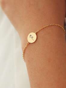 S925 Sterling Silver Custom Birth Flower Disc Bracelet - Personalized Gift For Girlfriend, Sister, Bestie, Mom & Self - Ideal For Birthday, Anniversary, Graduation, Daily Dainty Style & Cherished Memories