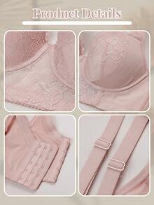 Rosa sexy Spitzen Unterwäsche, Push-Up Damen Lingerie, Anti-Rutsch bequemer BH