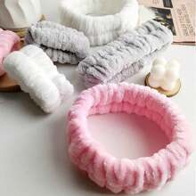 Conjunto de diadema y muñequera de franela 2025 a prueba de salpicaduras y humedad, absorbente de agua y de secado rápido, adecuado para escenas de lavado, yoga y belleza. Empaque independiente con 5 colores opcionales. De vuelta a la escuela