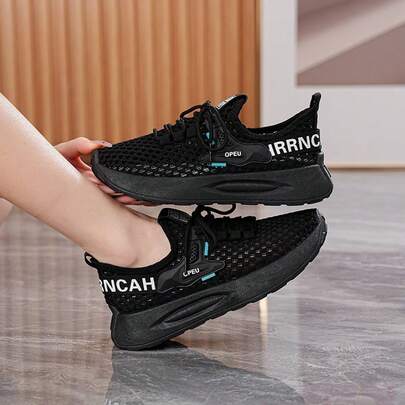 Women's Mesh Casual Sports Shoes, Lightweight Lace-Up, Comfortable Thick Sole, Fashionable Low-Top Design, Suitable For All Seasons, Ideal For Daily Casual Wear, Outdoor Sports, Fitness
