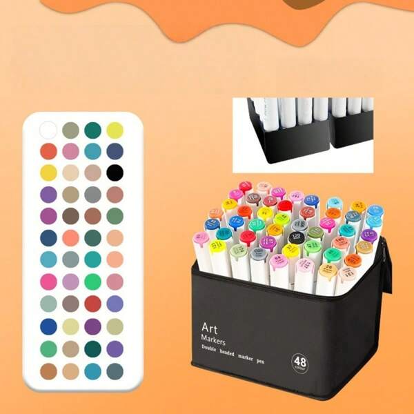 Professional Art Marker Pens, 120/80/60 Colors Marker Pen Set, Suitable For Painting & Animation, Not Easy To Fade, Layerable Watercolor Marker