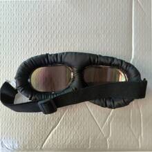 1pc Vintage Windproof Dustproof Cycling Goggles, Black Copper Silver Frame, Motorcycle Helmet Decorative Outdoor Riding Glasses