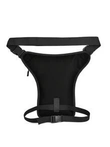 Men's Minimalist Zipper Daily Casual Fashion Waist Leg Bag Running Accessories Gun Holster Belt Bag - Black - View 3