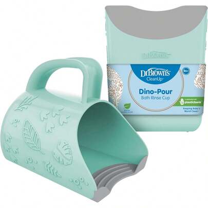 Dr. Brown's CleanUp Dino-Pour - Taza de Enjuague de baño para bebé, sin desgarros para bebés y niños, sin BPA