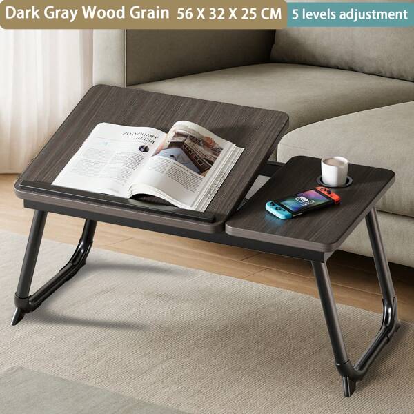 WEIQILE Laptop Desk, Laptop Bed Table With Foldable Legs And Cup Slot, Wood Grain Series,Bed Desk,Reading Holder Notebook Stand With Adjustable Height Angle,Laptop Bed Tray For Bed Sofa Breakfast Work Study Reading