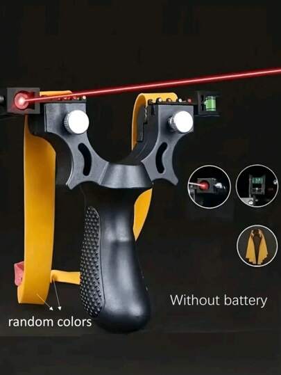 1pc Horizontal Laser-Targeting Slingshot, Suitable For Outdoor Shooting Fun And Hunting Games, Serves As A Party Favor For Outdoor Slingshot Enthusiasts. It Features A Stone Thrower Launcher, Rubber Band Launcher, Throwing Device, And Propulsion Device.