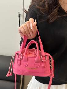 Bolso pequeño de hombro tipo cubo con diseño de patrón de caimán para maquillaje y cosméticos