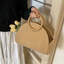 1 túi xách Niche Design, Túi Tote dệt mới 2025 dành cho nữ, Phổ biến trong năm nay, Túi xách thời trang thường ngày đa năng - Cà phê nâu - Xem 4