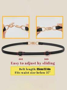 1条装女士皮带扣可调节装饰可搭配裙装简约细腰带毛衣腰带韩版装饰腰带秋季万圣节 - 黑色 - 查看 5