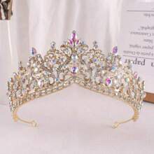 1 pièce Couronne en alliage de strass en verre de goutte d'eau à la mode, convient pour les femmes à porter lors de mariages, vacances, anniversaires et fêtes
