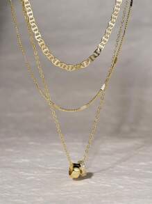 Layered Necklaces For Women - 14K Gold Plated Necklace, Dainty 3Pcs Layered Stacked Necklace, Circle Chain Necklaces, Non Tarnish Waterproof Jewelry, Birthday Gifts Mothers Day Gift