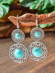 TopHanqi Juego de 7 piezas/12 piezas/20 piezas de pendientes vintage con incrustaciones de turquesa artificial en estilo bohemio retro para mujeres, con diseños geométricos versátiles y multicomponentes, adecuados para uso diario, commuting, fiestas y todas las temporadas