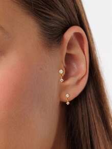 1 par de pendientes de botón con diseño de tornillo cúbico de circonio mínimalista, pendientes de botón de encanto de circonio adecuados para uso diario