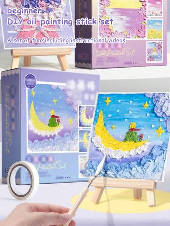 Set de herramientas para arte con raspador de papel y pasteles de aceite DIY. Crayones suaves y sin desorden para regalo de niños, pintura para principiantes, pasteles de aceite en miniatura, útiles escolares, vuelta al colegio
