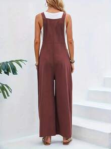 Mono de tirantes para mujer en color liso, desenfadado y con estilo, elegante y cómodo. - Burdeos - Ver 3