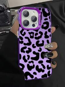 Personalized Creative Milk Leopard Print Simple Shockproof Thick Phone Protective Case Printed Compatible With Phone 17 16 15 14 13 12 11 Plus Pro Max Xs Max Apple Series Cellphone Protective Cover, Shock Resistance And Fashionable ﻿ - 紫色 - 查看 3