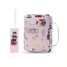 1 Piece Text Cover Floral Pattern, Zippered Storage Bag With Handle And Back, 10 Inch Portable Storage Bag For Daily Carry-On Items, Suitable For Studying, Outdoor, Daily Commuting, Studying, Office Supplies,Back To School,School Supplies