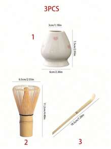 2 Stücke/3 Stücke/4 Stücke Multi-Farben geprägte Schleife & Herz Keramik Matcha Set, beinhaltet Matcha Schale, Matcha Pinsel, Matcha Tasse, Bambus Quirl & Löffel, Tee Zeremonie, Backwaren Herstellung, Getränke Werkzeugesets, japanischer Stil Geschenkbox, Song Dynastie Matcha Quirl Werkzeugesets, Feiertags Geschenkset