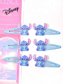 6 bucăți de cleme de păr acrilice cu design Disney Stitch, accesorii drăguțe pentru păr, colorate și la modă, potrivite pentru decor