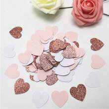 100 piezas de confeti con forma de corazón y brillo en color oro rosa, adecuado para el Día de San Valentín, bodas, decoración de fiestas de cumpleaños - Multicolor - Ver 4