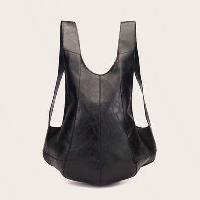 Mochila informal minimalista de piel sintética con cera de aceite, antirrobo, unisex, para estudiantes.