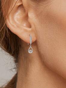 Sterling Silver Cubic Zirconia Water Drop Dangle Earrings, Hypoallergenic Elegant Earrings For Women, Suitable For Daily Wear And Birthday Gifts