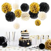 Decorações para festas de outono, 12 peças, abóbora, laranja, bordô, verde-sálvia, marfim, pompons de tecido, decoração de Ação de Graças para casa, casamento, aniversário, suprimentos para festas de colheita de outono