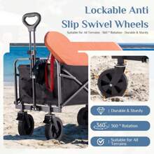 Heavy Duty Collapsible Wagon Cart - Large Capacity Foldable Beach Cart For Camping,Sports,Shopping & More , Portable & Easy To Store