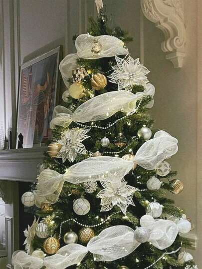 1 rulle, 900 cm dekorativt julband, julfestdekorationssvirvel, gör-det-själv-julgransdekorationsband, tyllrosetthängande ornament, lämplig för julgransdekor, heminredning, rumsdekor, sovrumsdekor, nyårsdekor, juldekorationer, högtidsfestdekor, julfesttillbehör, jultema-hängande dekorationer, festgåvor, gott nytt år, julklappar, juldekorationer, julfesttillbehör till jul, presenter till vänner och familj Juldekorationer Hem Julklappar Juldekoration