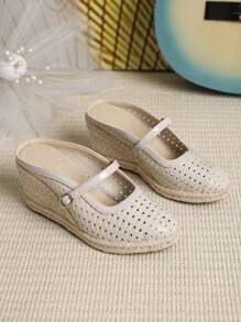 Stylish & Versatile Shiny Silver Breathable Bowknot Strap High Heel Pumps
