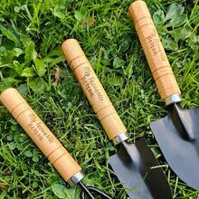 Personalized Garden Tools Gift Wood Set For Gardener, Housewarming, Mom, Wife, Grandmother - Includes Shovel, Rake, & Trowel Complete Set - Wood Color - View 2