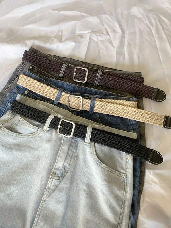Classic Casual Black Elastic Webbing Sports Enthusiast Versatile Belt For Men And Women Suitable For Casual Pants And Jeans