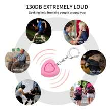 New Personal Alarm, Heart-Shaped Alarm, Women's Self-Defense Alarm, Outdoor Portable Alarm, Keychain Accessory, Self-Defense Keychain, Button Battery (LR44*3) Personal Alarm, Compact, Flashlight, 125dB High Decibel Alarm, LED Flashing Light, Suitable For Women And Elderly As Emergency Alert Device