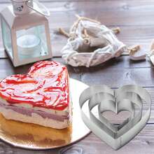 3 Größen Herz-förmige Kuchenringe aus Edelstahl, Kuchenform/Mousse Kuchenform, geeignet für Kekse, Pizza, Backzubehör