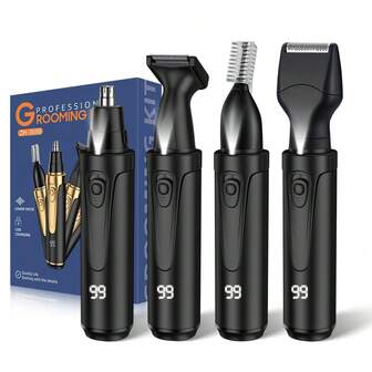 GERTZY 4in One,Men's Nose Hair Trimming Four In One Set, Equipped With USB Charging Port, Multifunctional Replacement Head, Convenient And Easy, Essential For Home And Travel, And Also A Great Gift Choice