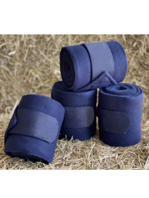 (Navy 4pcs) Polo Leg Wraps, Wool Polo Horse Wraps, Stable Bandages For Horse Leg Protection, Equestrian Boots