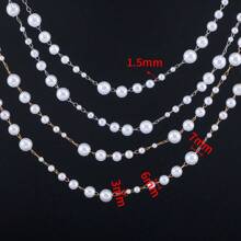 1m Fashion 3-8mm ABS Faux Pearl & Copper Chain, Suitable For DIY Jewelry Making, Necklaces, Bracelets, Apparel Accessories