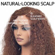 200% 密度 12 英寸卷发假发 Jerry Curly 13x4 高清透明蕾丝前假发 棕色 预拔 200% 密度真人混合头发 棕色 女士蕾丝前假发